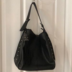 Black Gussacci Boho Tassel Shoulder Handbag
